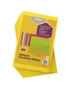 MARBIG SLIMPICK FOOLSCAP DOCUMENT WALLET BRIGHTS YELLOW PACK10