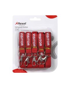 REXEL ID PRE-PRINTED VISITOR LANYARD 5PACK