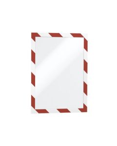 DURABLE DURAFRAME SECURITY SELF-ADHESIVE A4 RED/WHT PACK 2