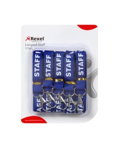REXEL ID PRE-PRINTED STAFF LANYARD 5PACK