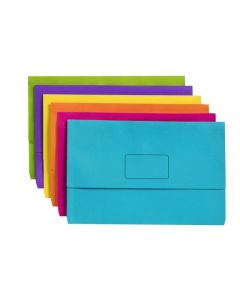 MARBIG SLIMPICK FOOLSCAP DOCUMENT WALLET BRIGHTS ASSORTED PACK40