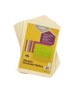 MARBIG SLIMPICK FOOLSCAP DOCUMENT WALLET BRIGHTS BUFF PACK10
