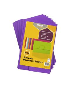 MARBIG SLIMPICK FOOLSCAP DOCUMENT WALLET BRIGHTS PURPLE PACK10