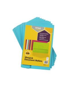 MARBIG SLIMPICK FOOLSCAP DOCUMENT WALLET BRIGHTS MARINE PACK10