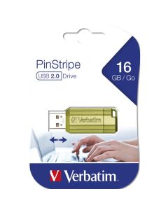 VERBATIM STORE 'N' GO PINSTRIPE USB DRIVE 16GB GREEN
