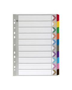MARBIG INDICES & DIVIDERS 10 TAB REINFORCED A4 COLOUR