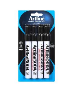 ARTLINE 500A WHITEBOARD MARKER 2MM BULLET NIB BLACK PACK4