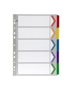 MARBIG INDICES & DIVIDERS 1-5 TAB REINFORCED A4 BLACK
