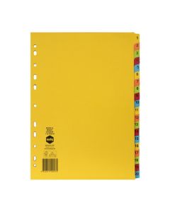 MARBIG INDICES & DIVIDERS 1-20 TAB MANILLA A4 BRIGHTS