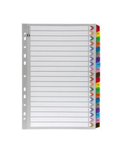 MARBIG INDICES & DIVIDERS A-Z TAB REINFORCED A4 COLOUR