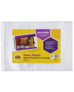 MARBIG SHEET PROTECTORS HEAVYWEIGHT A3 LANDSCAPE 25PACK