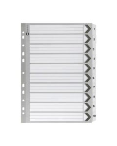 MARBIG INDICES & DIVIDERS 1-10 TAB REINFORCED A4 BLACK