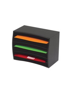 MARBIG DESKTOP ORGANISER WOOD 6 TIER BLACK