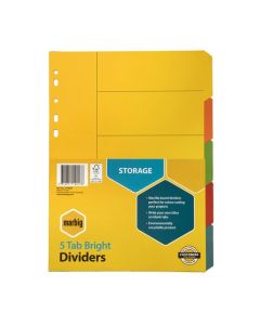 MARBIG DIVIDERS A4 5 TAB MANILLA BRIGHTS