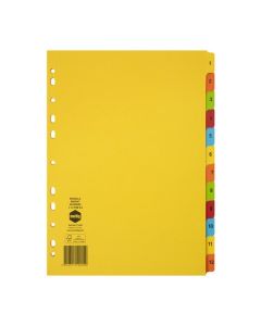 MARBIG INDICES & DIVIDERS 1-12 TAB MANILLA A4 BRIGHTS