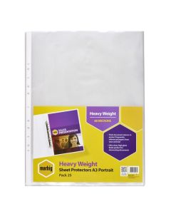 MARBIG SHEET PROTECTORS HEAVYWEIGHT A3 PORTRAIT 25PACK