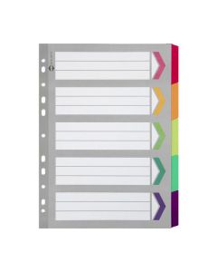 MARBIG INDICES & DIVIDERS 5 TAB REINFORCED A4 FLUORO