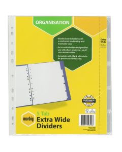 MARBIG INDICES & DIVIDERS 5 INSERT TAB EXTRA WIDE A4 WHITE