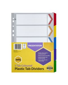MARBIG INDICES & DIVIDERS 5 TAB REINFORCED A4 COLOUR
