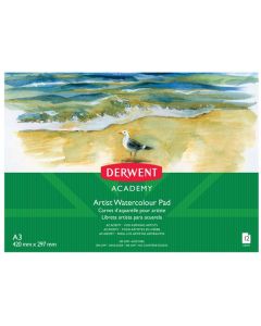 DERWENT ACADEMY WATERCOLOUR PAD A3 LANDSCAPE 12 SHEET