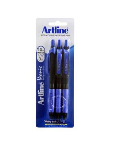 ARTLINE IKONIC BALLPOINT RETRACTABLE GRIP MEDIUM BLUE 3 PACK