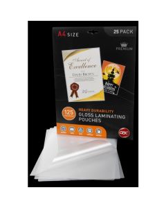 GBC LAMINATING POUCH A4 125 MICRON PACK 25