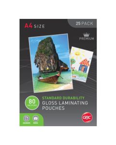 GBC LAMINATING POUCH A4 80 MICRON PACK 25