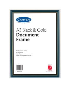 CARVEN DOCUMENT FRAME BLACK/GOLD A3