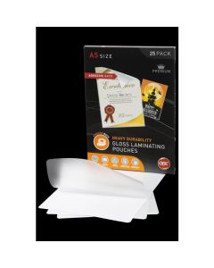 GBC LAMINATING POUCH A5 125 MICRON PACK 25 ADHESIVE