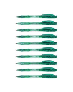 STABILO 308 LINER RETRACTABLE BALLPOINT PEN MEDIUM GREEN BOX 10