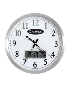 CARVEN CLOCK 350MM ALUMINIUM FRAME WITH LCD DATE
