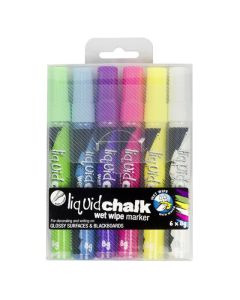 TEXTA LIQUID CHALK MARKER WET WIPE ASSORTED WALLET 6 BULLET