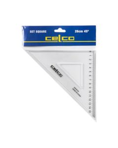 CELCO 45 DEGREE SET SQUARES 26CM CLEAR