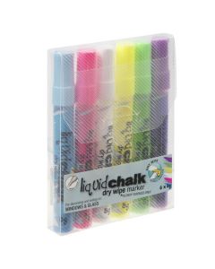 TEXTA LIQUID CHALK MARKER DRY WIPE ASSORTED WALLET 6 BULLET