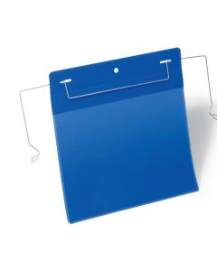 DURABLE LOGISTIC POCKETS WITH WIRE HANGER A5 LANDSCAPE PACK50 BLUE
