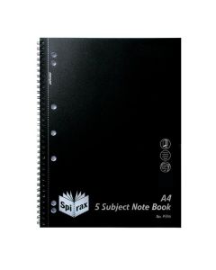 SPIRAX P596 PP 5 SUBJECT NOTEBOOK A4 250 PAGE BLACK S/O