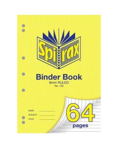 SPIRAX 120 BINDER BOOK 64 PAGE A4 8MM RULED