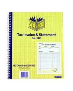 SPIRAX 500 TAX INVOICE & STATEMENT BOOK QUARTO 250X200MM