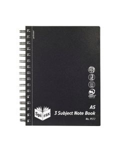 SPIRAX P572 PP 3 SUBJECT BOOK A5 300 PAGES BLK S/O