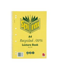 SPIRAX 814 RECYCLED LECTURE BOOK A4 140 PAGE