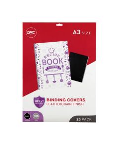 GBC BINDING COVER A3 L/GRAIN BLACK PACK 25