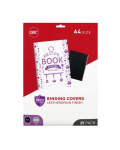 GBC BINDING COVER A4 L/GRAIN BLACK PACK 25