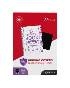 GBC BINDING COVER A4 L/GRAIN BLACK PACK 100