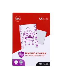 GBC BINDING COVER A4 L/GRAIN WHITE PACK 100