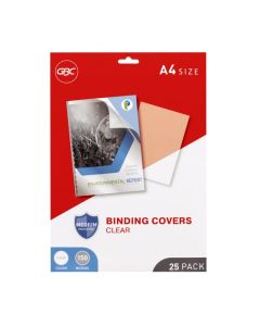GBC BINDING COVER A4 150 MICRON CLEAR PACK 25