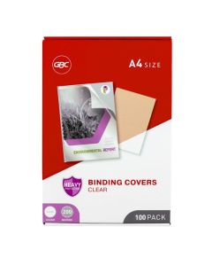 GBC BINDING COVER A4 200 MICRON CLEAR PACK 100