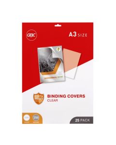 GBC BINDING COVER A3 250 MICRON CLEAR PACK 25