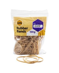 MBG RUBBER BANDS ASSTD 100GM ZIP LOCK