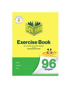 SPIRAX RECYCLED EXERCISE BOOK A4 96PG 8MM