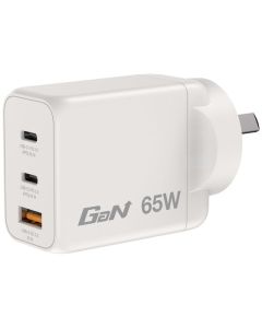 VERBATIM GAN CHARGER 3 PORT 65W USB A/C WHITE